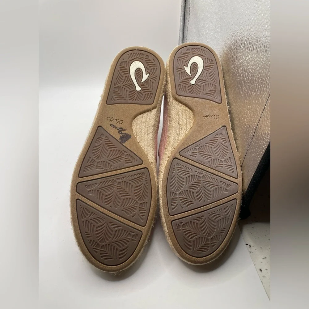 Olukai Kaula Pa’a Kapa Pink Espadrille Slip-On Shoes size 7